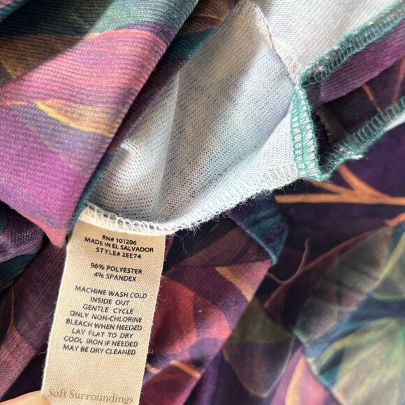 Soft Surroundings  2EE74 Alila 3/4 Sleeves Tunic L Wide Hem Botanical Multicolor - Picture 13 of 13